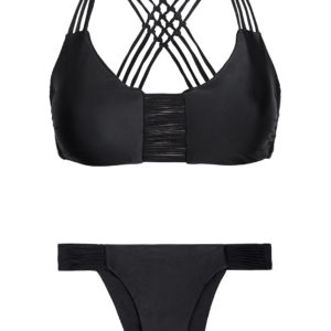Bustier Strappy Bikini schwarz, Schwimmerrücken - Black Sun Seeker