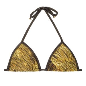 Goldgemustertes Bikini Triangel Top mit Lurexschnüren - Rio de Sol