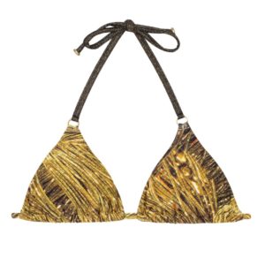 Goldengemustertes Bikini Triangel Oberteil mit Ringe - Rio de Sol