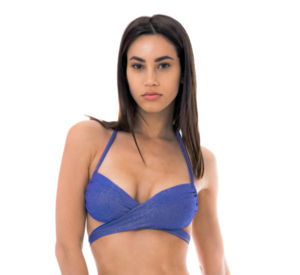 Glänzend blaues Multipositions Lurex Bikini-Top