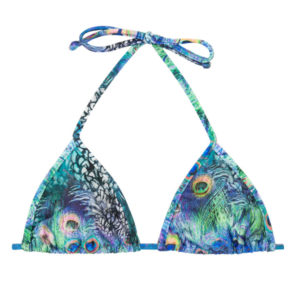 Verstellbares Bikini Triangel Top mit Pfauenaugenmotiv - Bikini-Top unwattiert