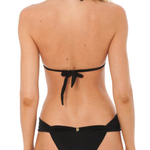 Schwarzer Luxus Triangel Luxus Bikini mit Faltenoptik