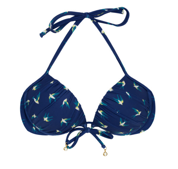 Balconette Push-up Bikinitop, Marineblau, Vogelmotiv - Top Seabird Cheeky