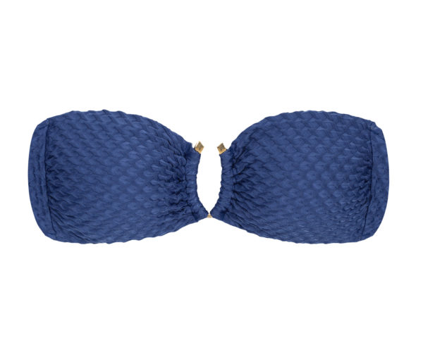 Blaues Bandeau Bikini-Top, texturiert, Reliefeffekt - Top Kiwanda Denim Bandeau