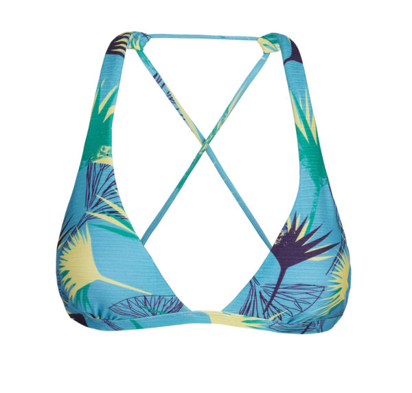 Blau gemustertes Bikinitop mit Kreuzverbund - Top Flower Geometric Cortinao
